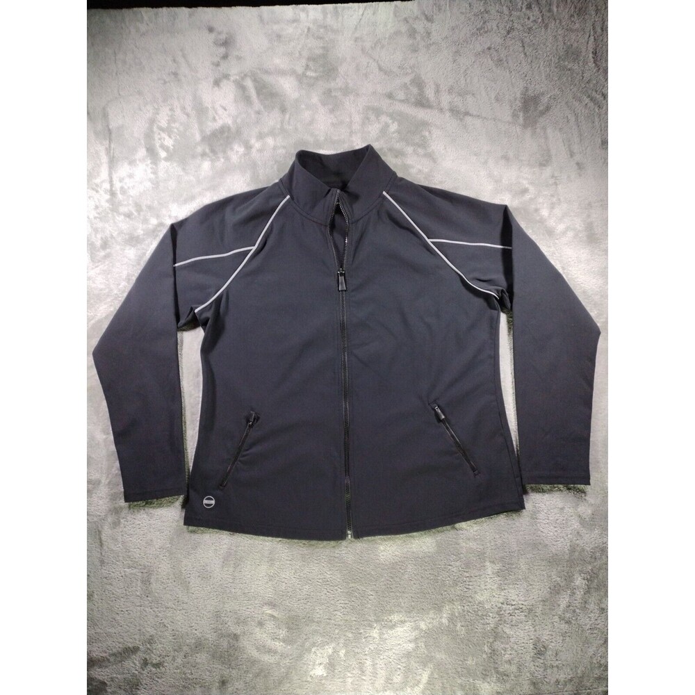 Lauren Ralph Lauren Active Jacket Top Women XXL Black Nylon Performance Full Zip